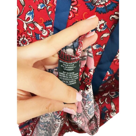 Madison Leigh Paisley Bow Short Sleeve Shift Dress 12 Red Casual Office Fall - Picture 6 of 6